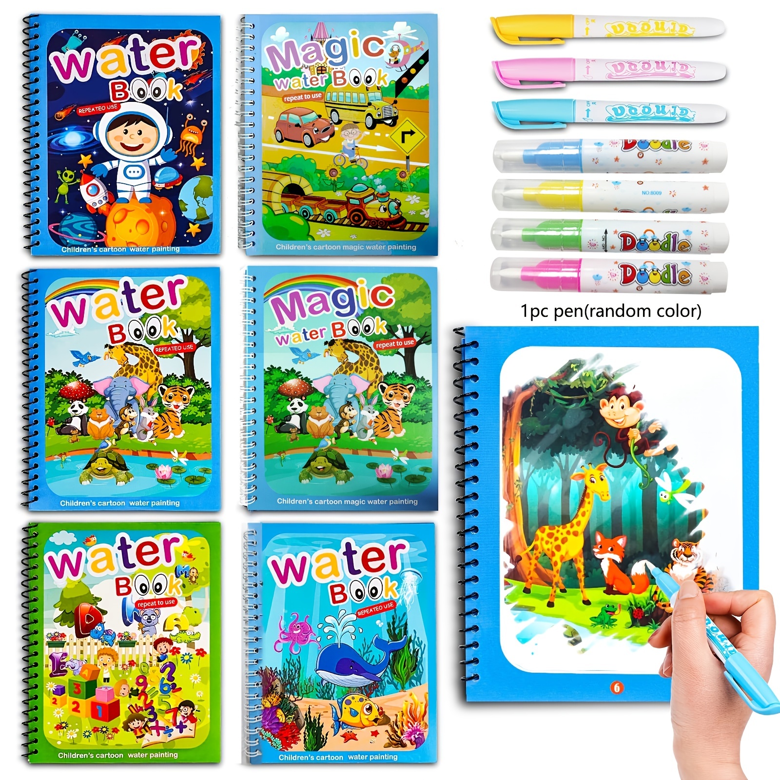 Livre de coloriage Montessori réutilisable, livre de dessin magique à  l'eau, déstockage jouets éducatifs sensoriels pour enfants, cadeau  d'anniversaire – Destockage