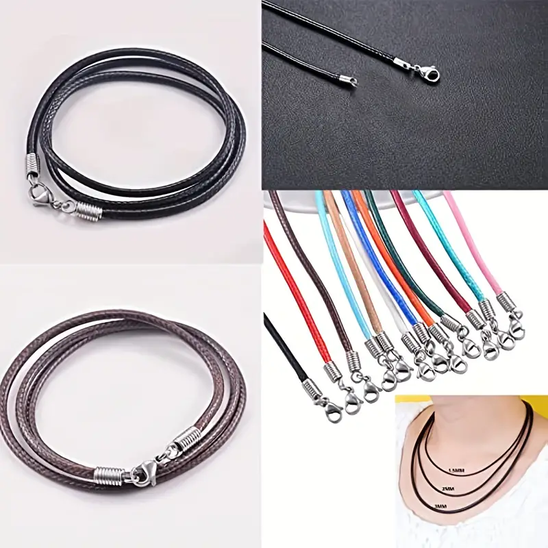 Leather Necklace Cord With Clasp 16inch Braided Rope - Temu