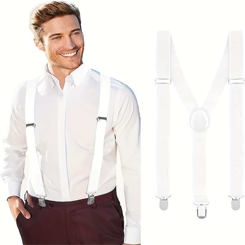 Men's Y-Shape Suspender Clip Elastic Wide Suspenders Perfect For Both  Casual & Formal, Black 