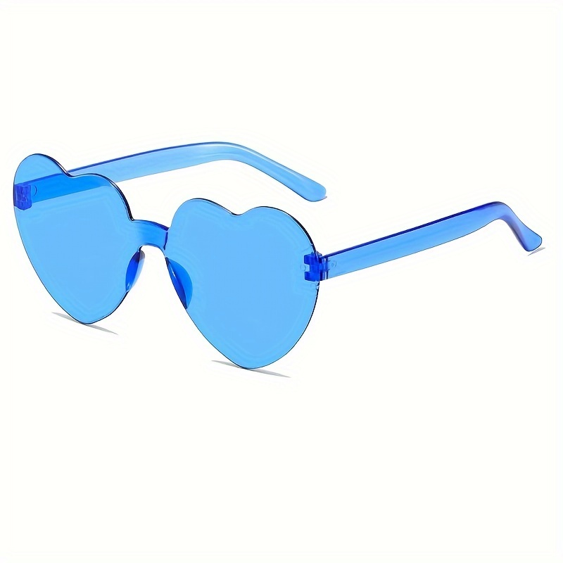 Adorable Trendy Cool Rimless Love Heart Shape Frame Sunglasses, For Teens Boys Girls Outdoor Party Vacation Travel Decors Photo Props, 4 Colors