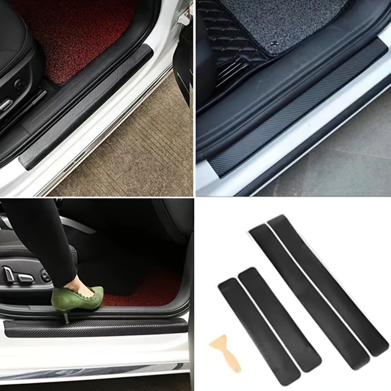 4pcs/lot car stickers carbon fiber car doors protection kick cover