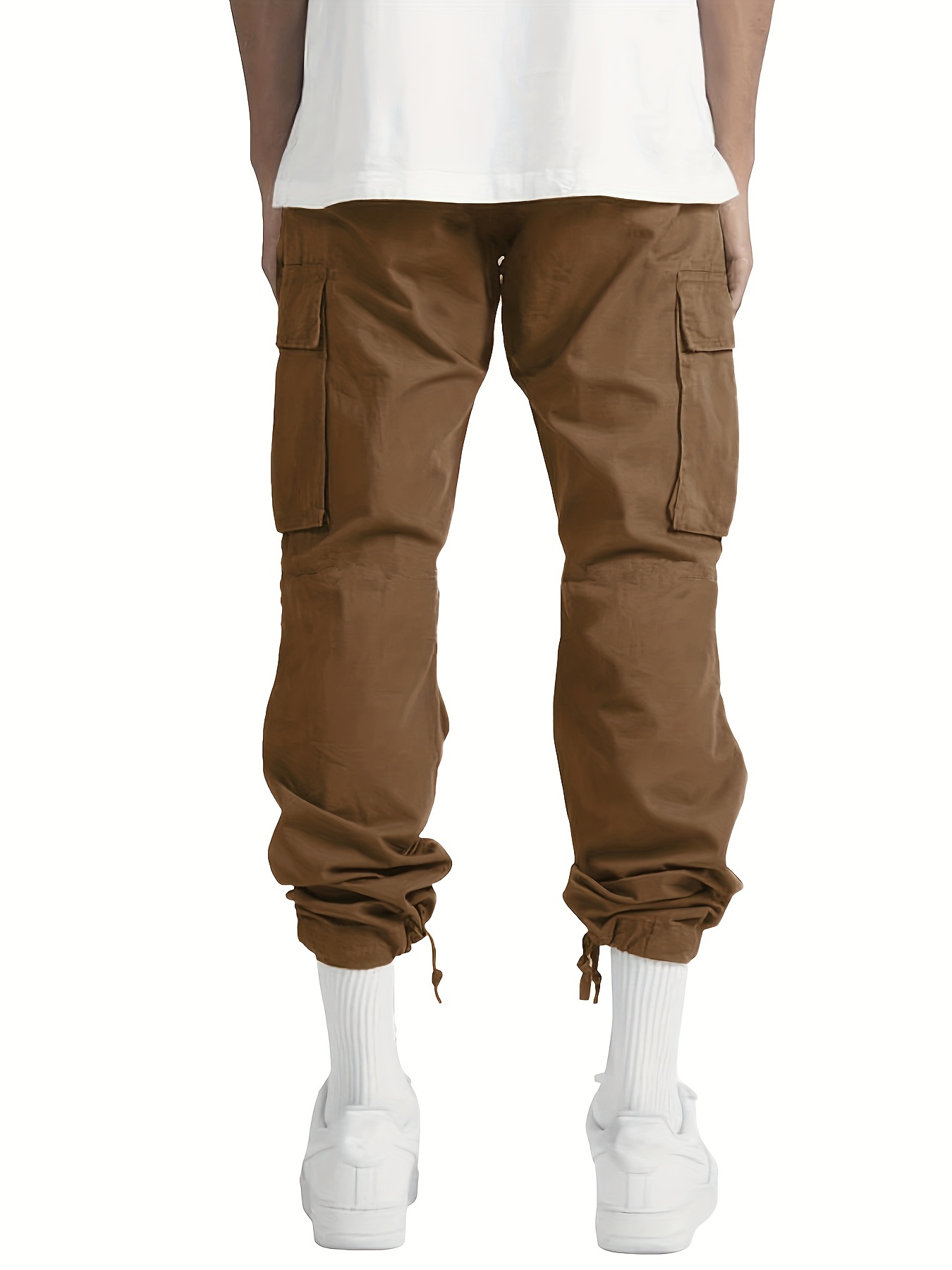 Comdecevis Mens Cargo Pants Casual Joggers Cotton Drawstring Sweatpants  with 6 Pockets Hiking Outdoor Twill Track Pants