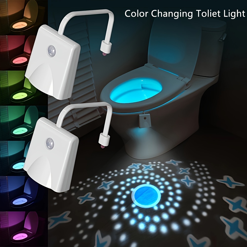 1 PCS Lampe de Toilette WC LED Veilleuses Capteur de Mouvement Humain Salle  de Bains Siège Toilette Lumière de Nuit 8 Couleurs