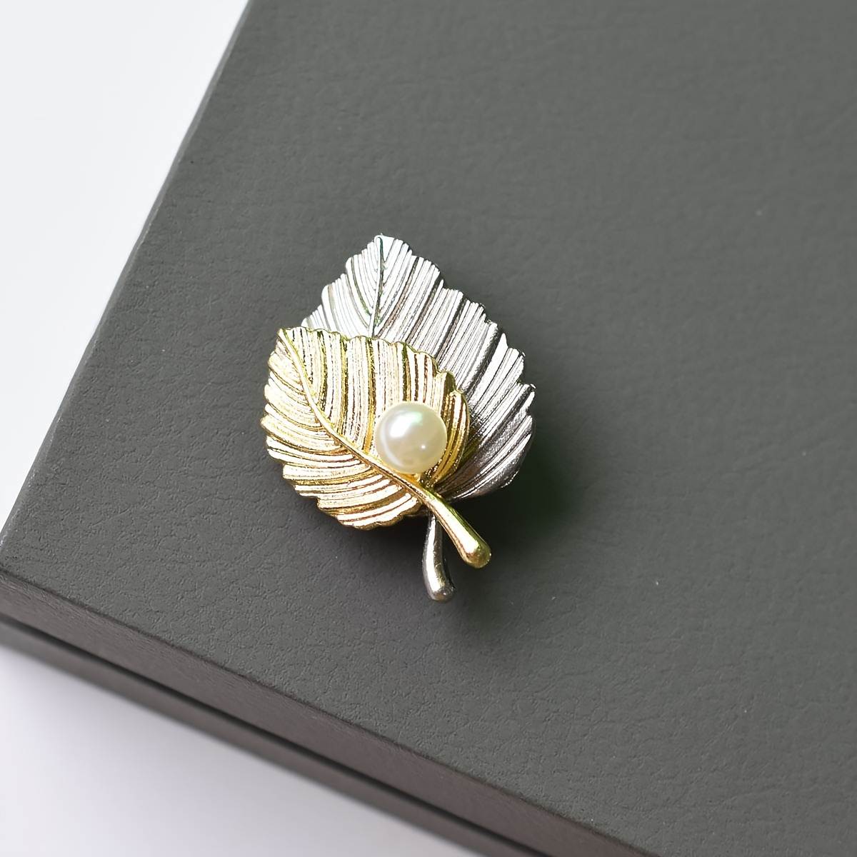 Elegant Faux Pearl Leaf Brooch For Women Delicate Alloy - Temu