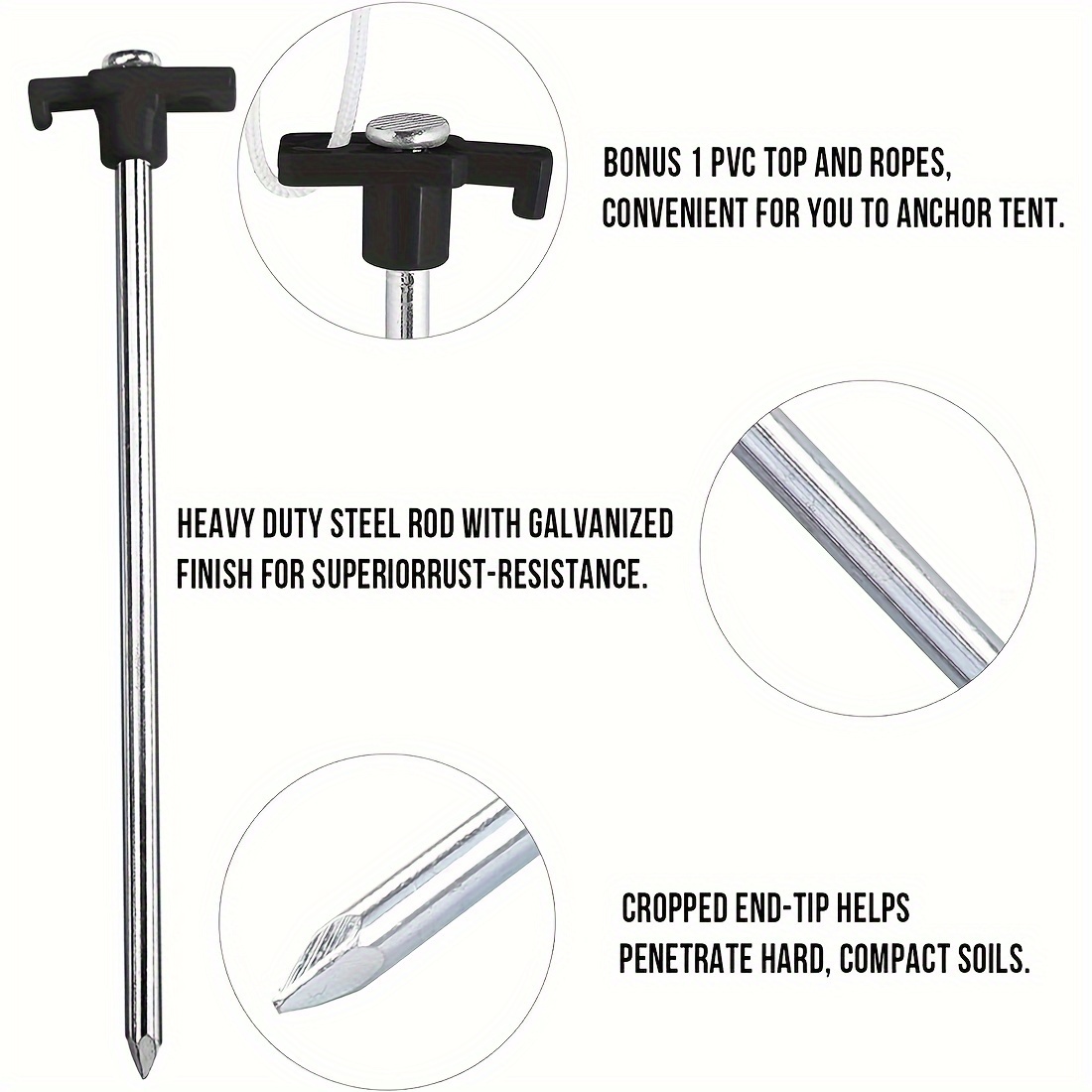 10pcs Stainless Steel Tent Stakes for Camping