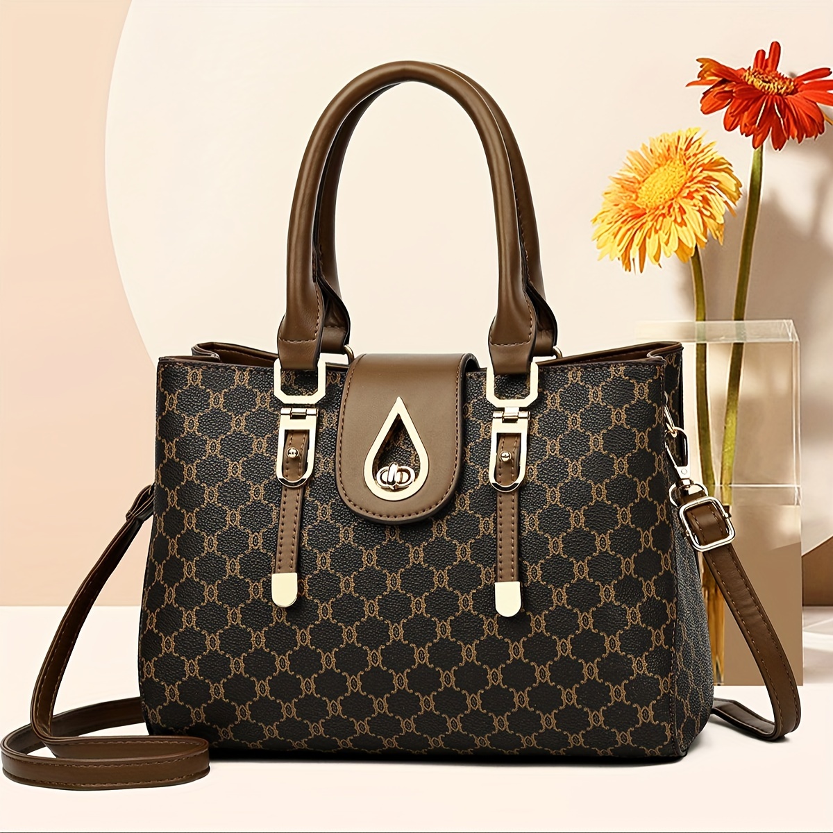 Bolso Mano Elegante Mujer Bolso Hombro Patrón Clásico Bolso - Temu Chile