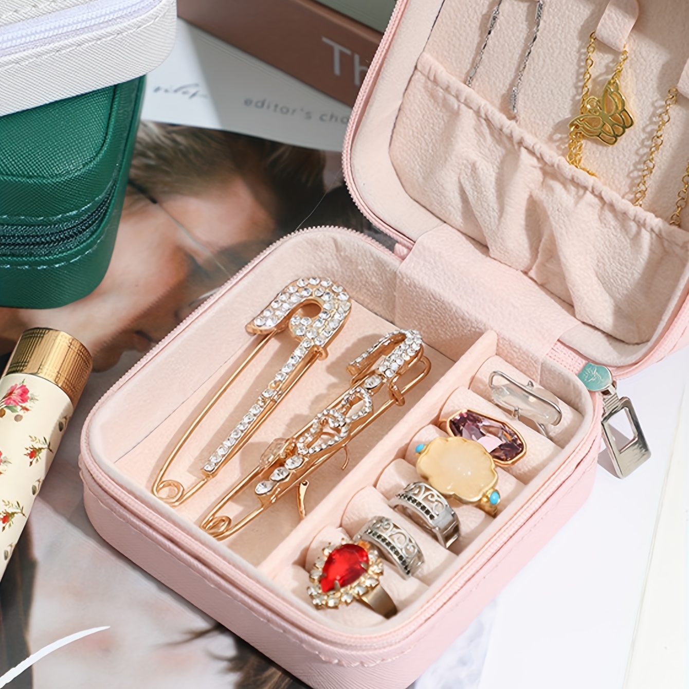 Travel Jewelry Storage Box For Women Pu Leather Small - Temu