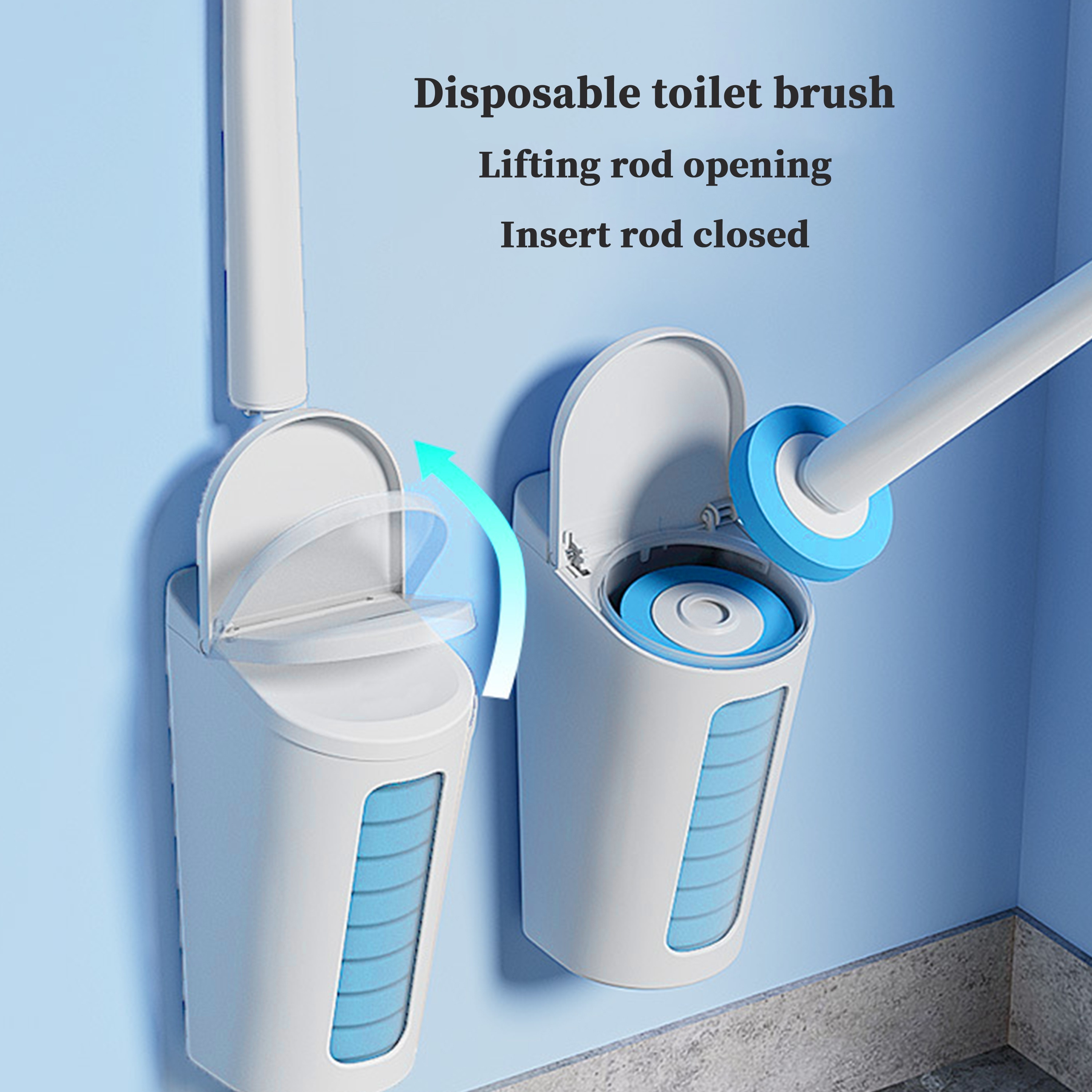 Disposable Toilet Brush with Holder. Disposable Toilet Cleaning System with  8 Toilet Wand Replacement Heads