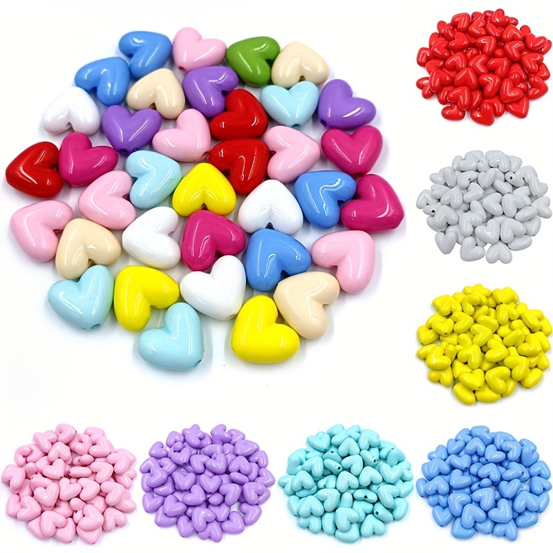 

Colourful Heart Shape Acrylic Loose Spacer Beads For Jewelry Making And Diy Accessories