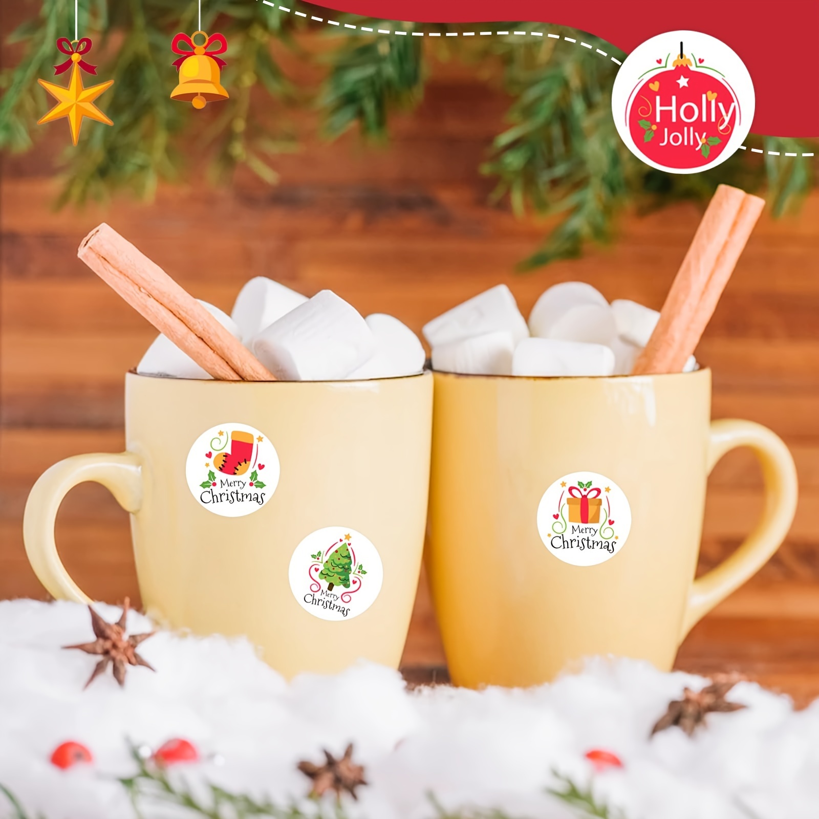 Coffee Cups Christmas Tags - Pack of 5