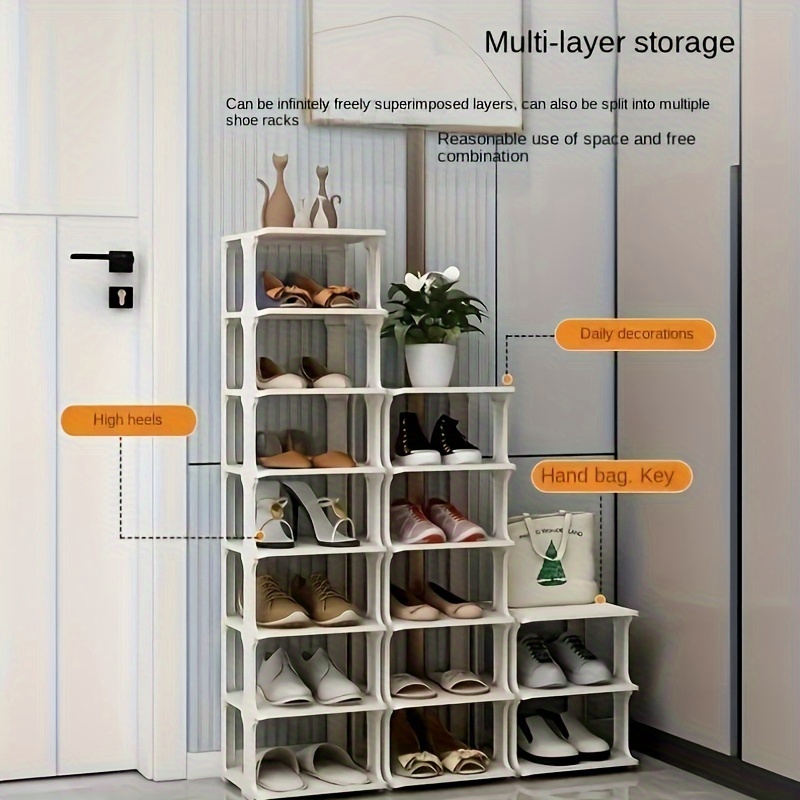Stackable Shoe Rack Plastic Multi-layer Shoe Organizer Home Space