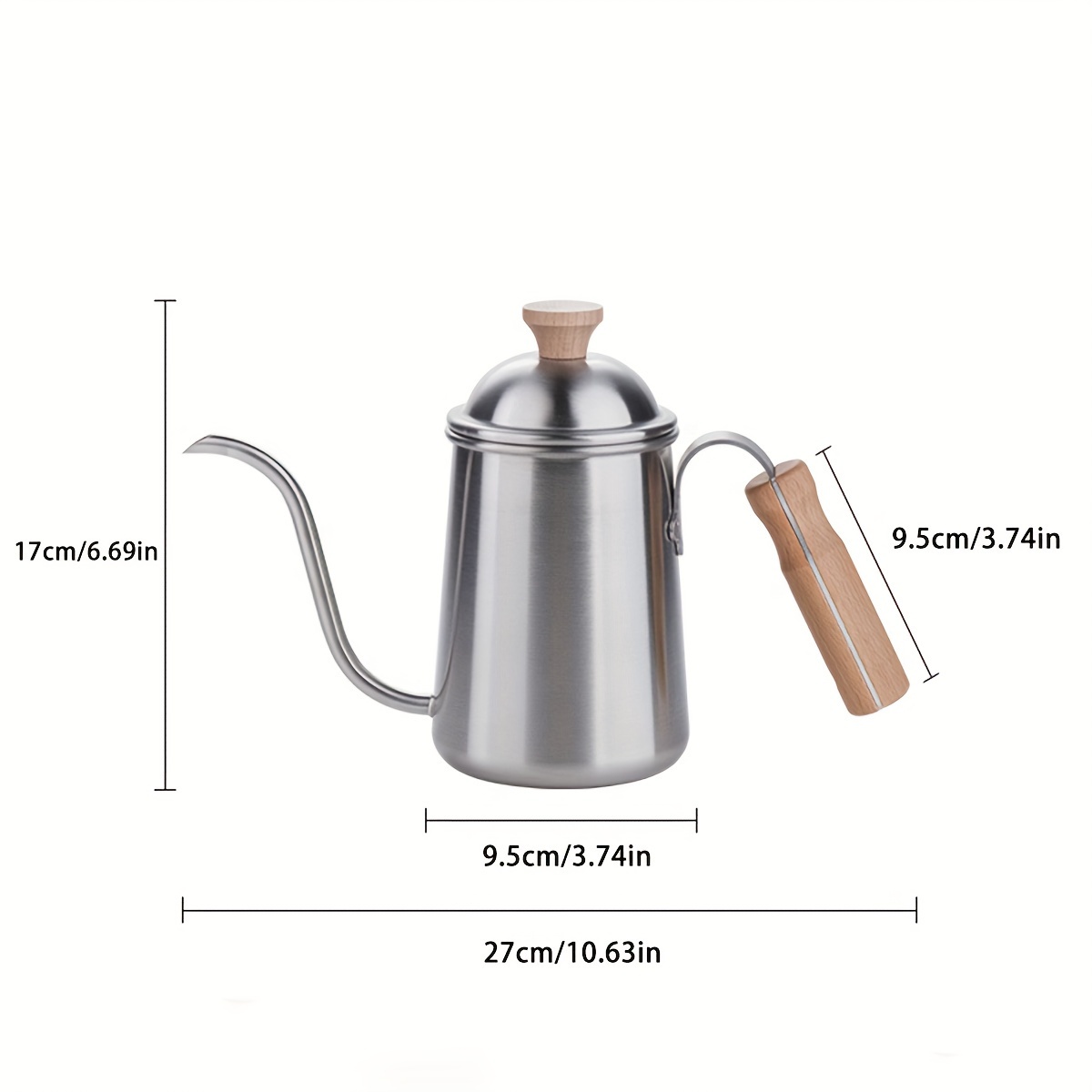 Stainless Steel Hand Brew Coffee Kettle, Coffee Pot Fine Mouth Pot  Household With Lid, Wooden Handle Drip Type Outdoor Camping Coffee  Utensils, Halloween Christmas Wedding Birthday Gift Coffee Maker  Accessories - Temu