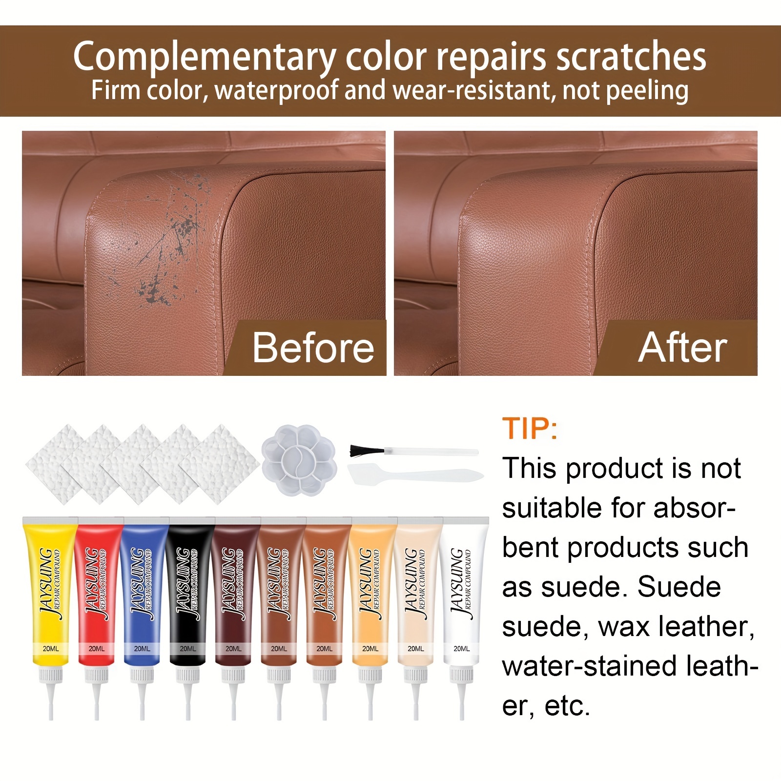 Leather Filler Waterproof Durable Leather Repair Glue Leather Restoration Gel for Furniture Car SEATS Jackets