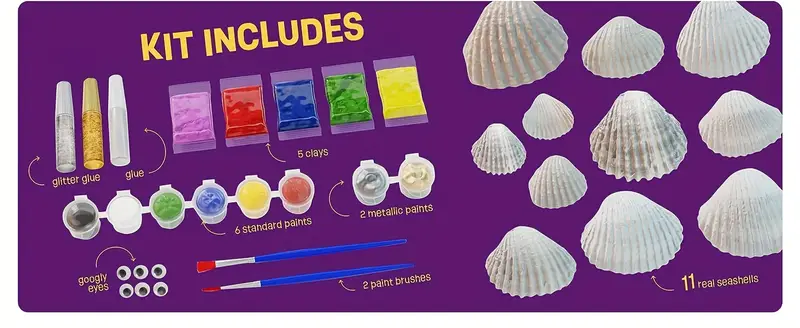 Kids Sea Shell Painting Kit - Arts & Crafts Gifts for Boys and Girls -  Craft Activities Kits - Creative Art Activity Gift Toys for Age 4, 5, 6, 7,  8