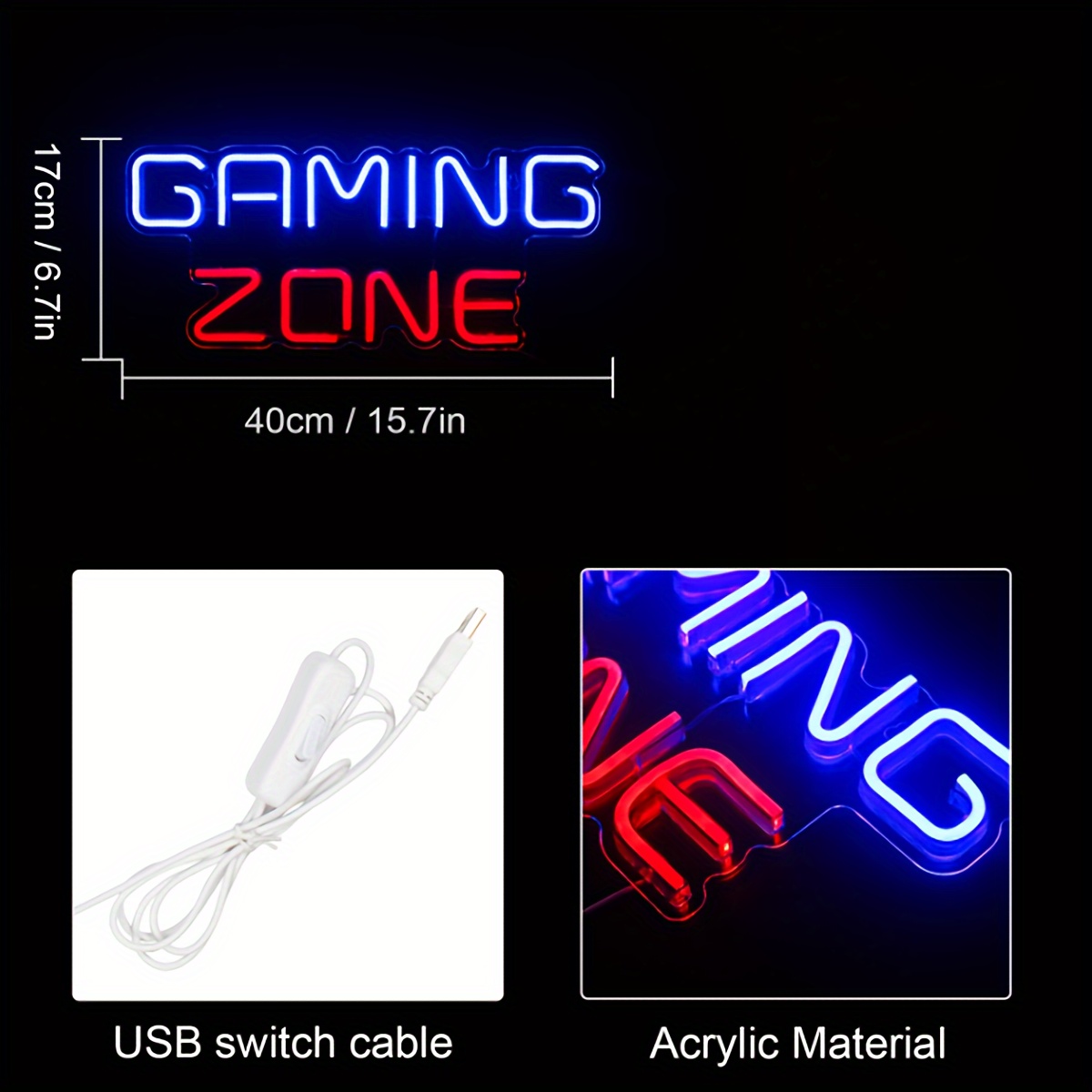1pcゲーミングゾーンネオンサイン ゲームルームネオンサイン led 1pcゲーミングゾーンネオンサイン ゲームルームネオンサイン led