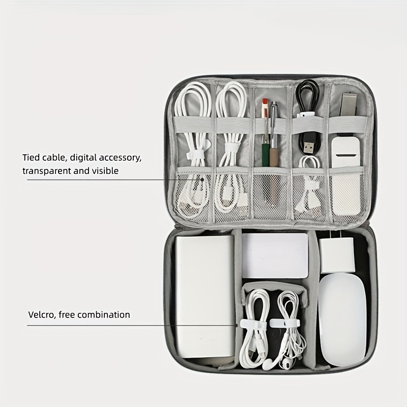 Portable Storage Bag Zipper Data Cable Handbag Organizer