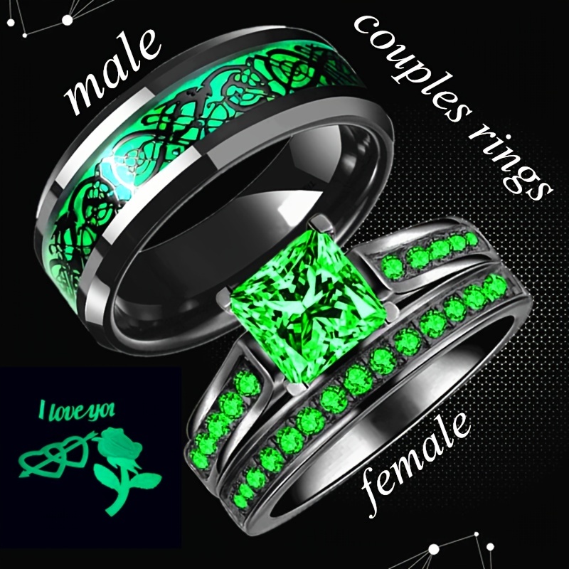 Conjunto de anillo de boda de circón de cristal para mujer, conjuntos de  novia de plata 925 a la moda, joyería, promesa, anillos de compromiso de  amor