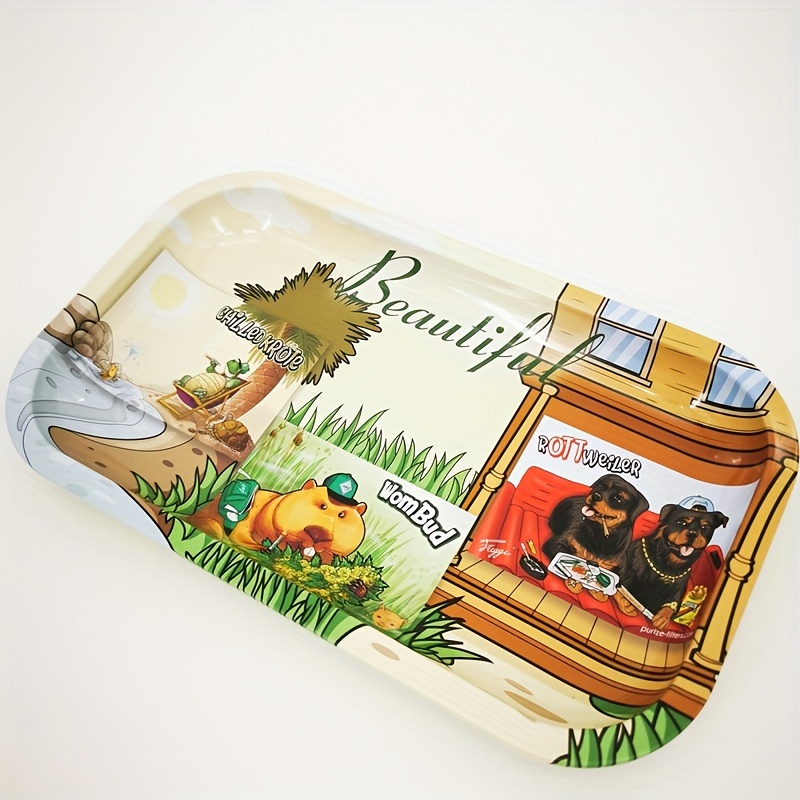 1pc, Metal Rolling Tray,Household Cigarette Tray, Fun And Cute Gift, Ideal  Accessory For Home Or Travel, Storage,Smoking Accessories