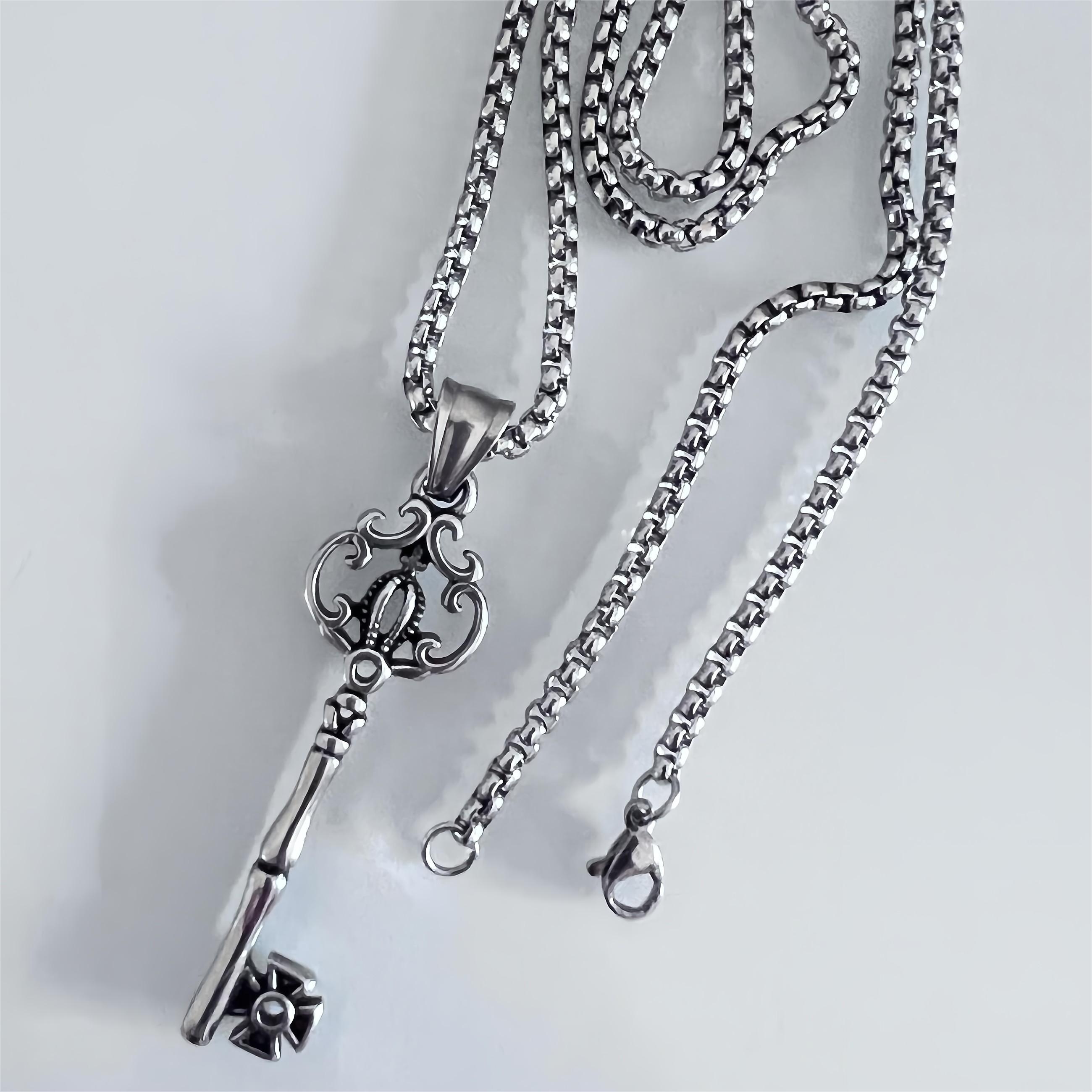 Men's Stainless Steel Stainless Steel Crown Key Pendant Necklace 