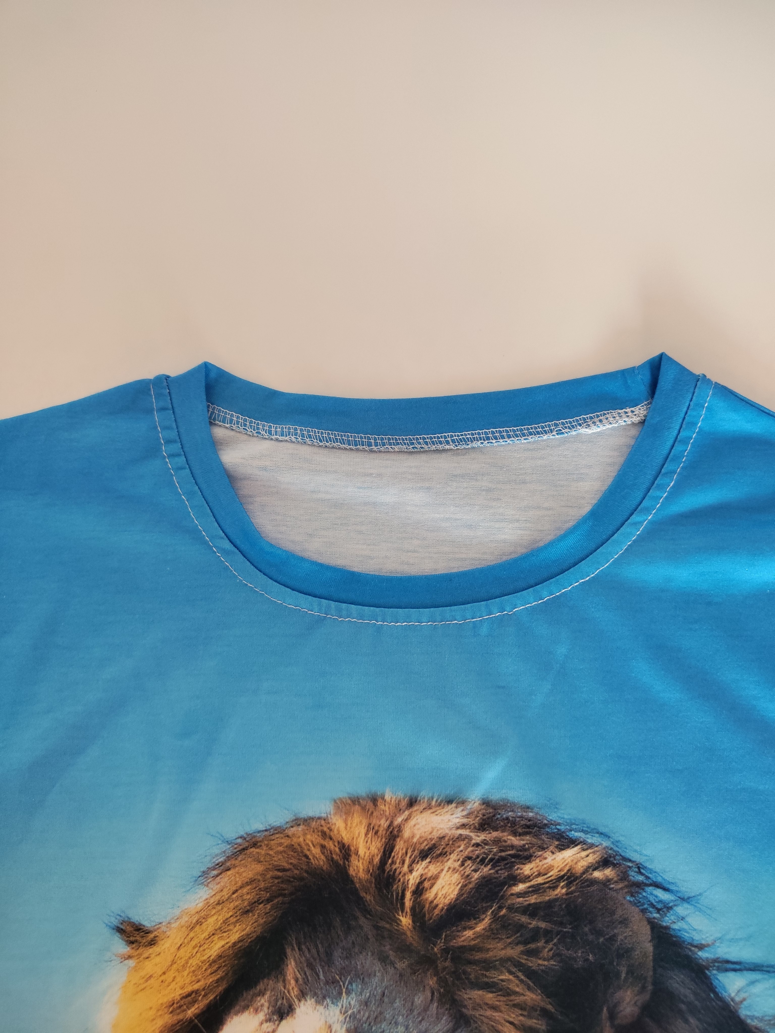 Camiseta manga corta hombre Lion celeste azul