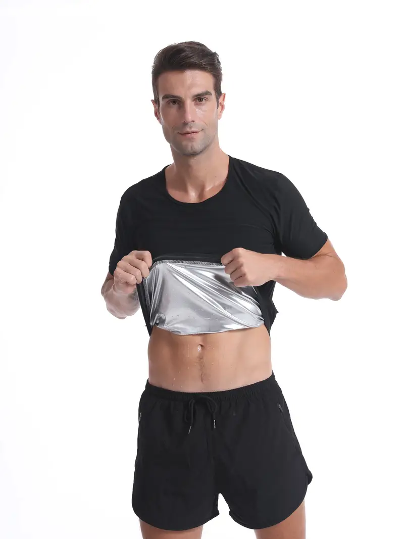 Men's Tight Fit Sauna Sweat Workout Crew Neck T shirts Body - Temu Canada