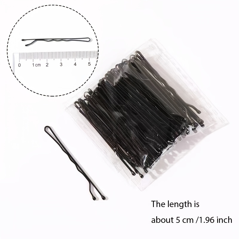 50pcs Small Bobby Pins Black Long Bobby Pin Reusable Non Slip Simple Style  Hair Clips For Thick Hair