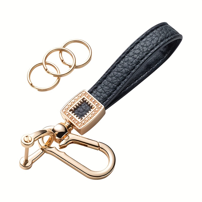 Black Monogram Leather Keychain