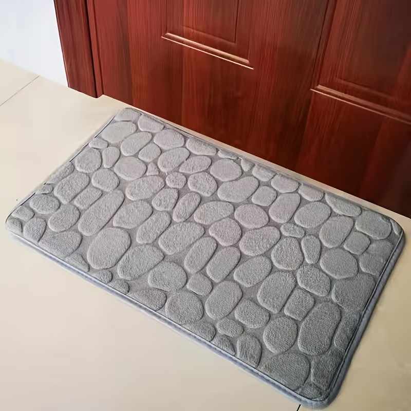 Memory Foam Bath Rug Cobblestone Embossed Bathroom Mat Rapid - Temu