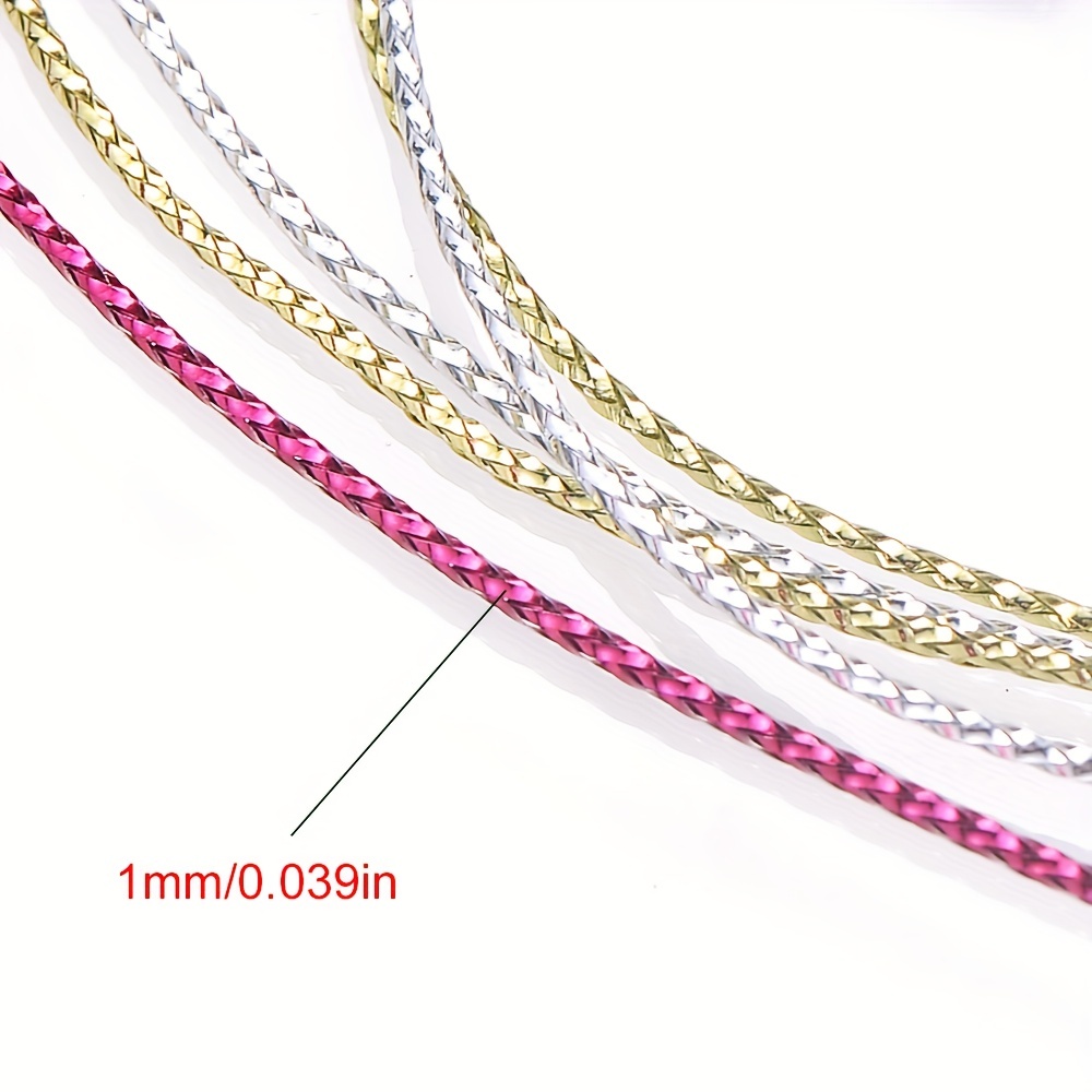 CCINEE 1mm Spool Gold Metallic Cord Tinsel String Jewelry Braided Thread, Total Length 109 Yards/ 328 Feet (Gold)