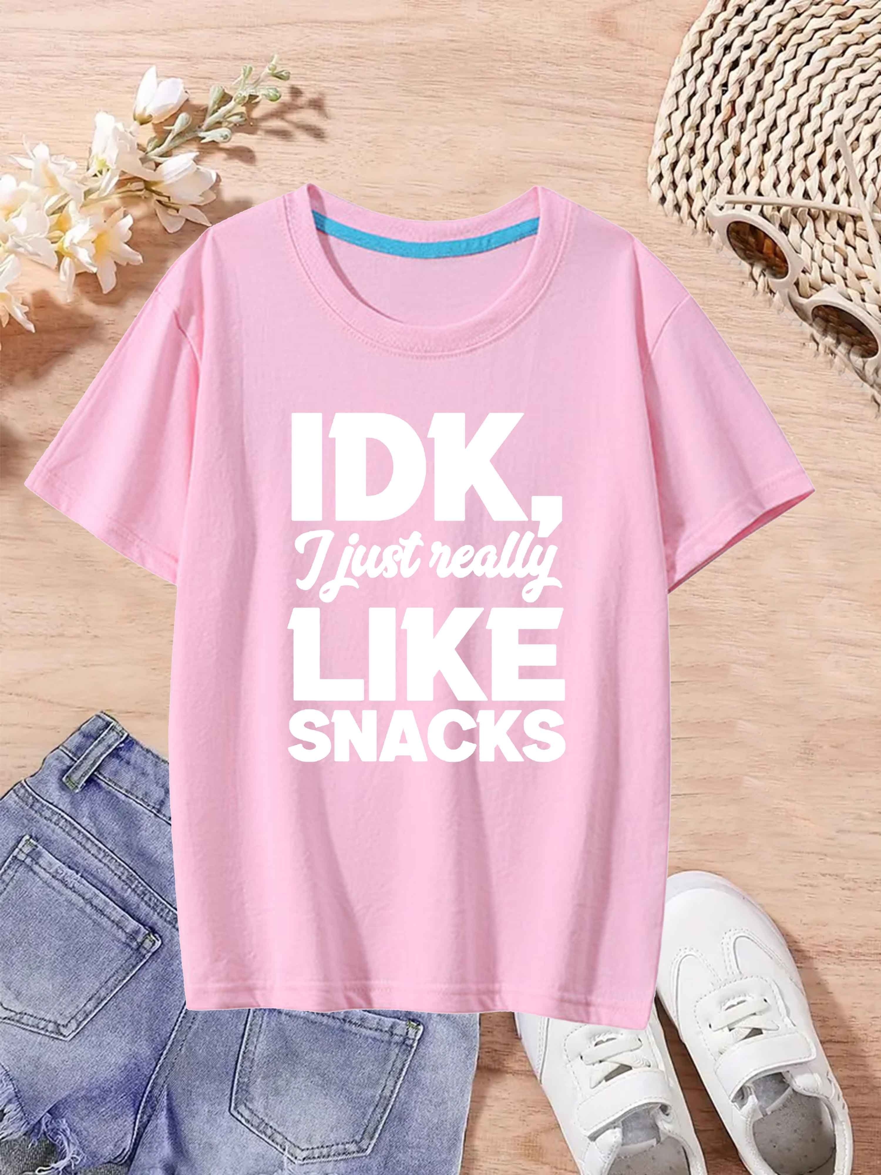 I Really Like Snacks Print T shirt Kids Casual Short Sleeve - Temu New ...