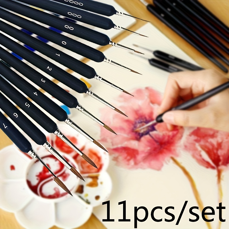 6 Pcs Langhao Hook Line Pen Tiny Paint Brushes Painting Pens Liners Enamel  Detail Miniatures Wooden Watercolor Drawing - AliExpress