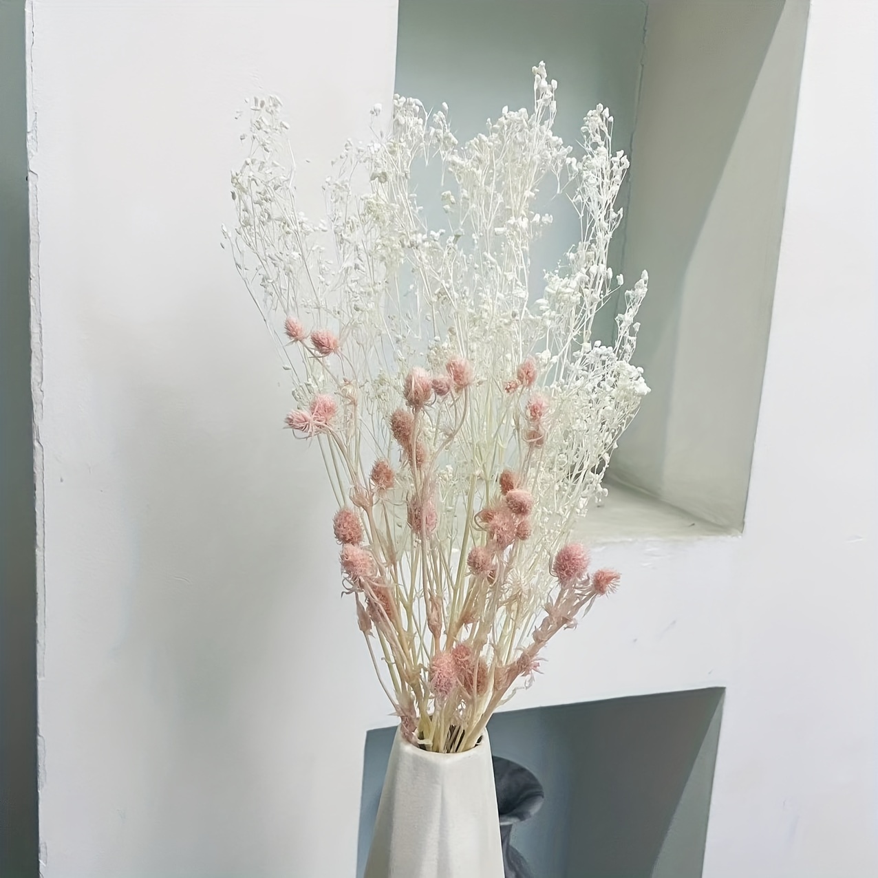 10pcs White Dried Babys Breath Flowers Bouquet, Preserved Fresh Flower  Dried Flower, Gypsophila Branches Long Lasting Flowers For Wedding, Table  Vase