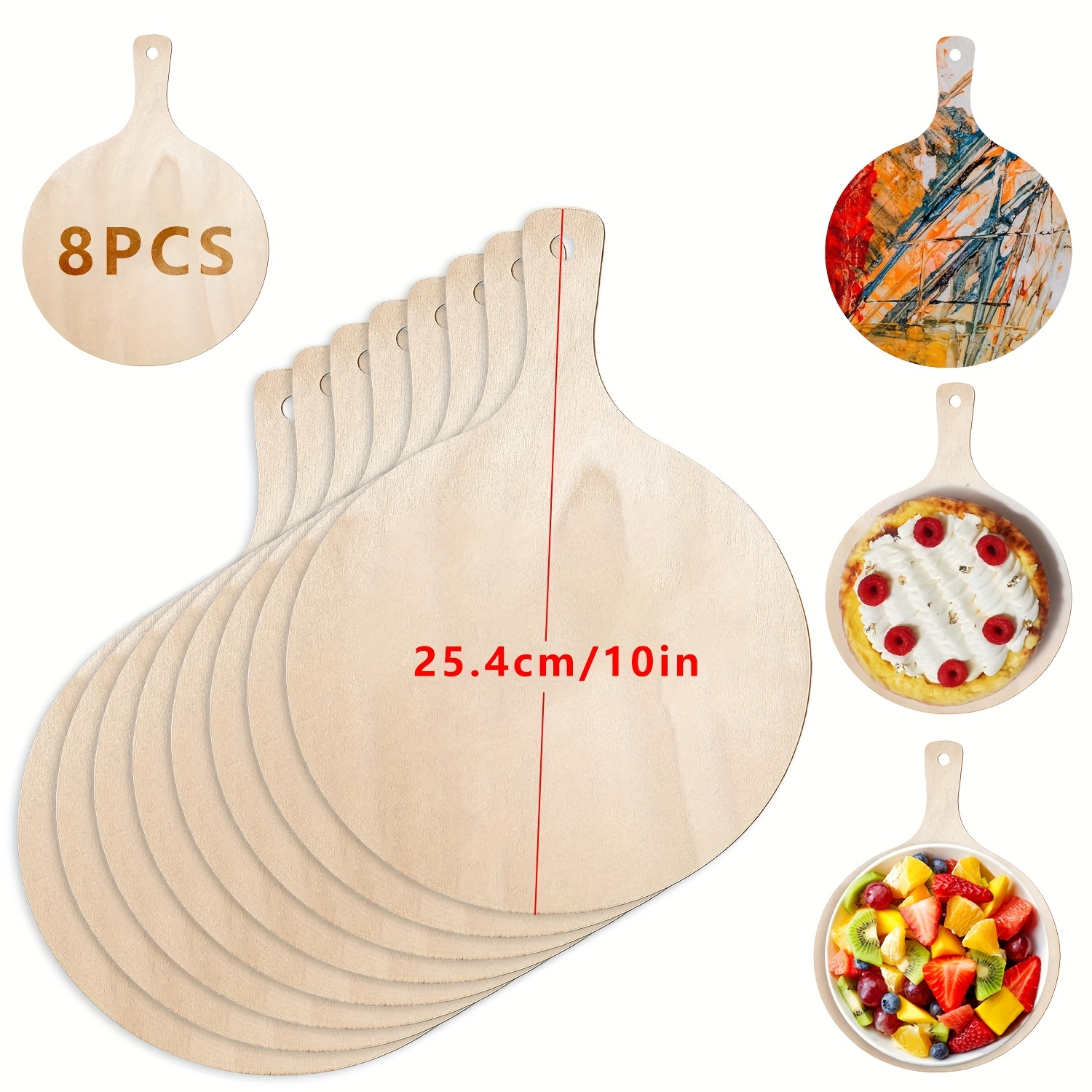  12” Light Solid Wood Round Pizza Cutting Board - Chopping Wood  Pad Beechwood Cutting Board - Round Wooden Board Charcuterie - Mini Small  Breadboard for Kitchen - Bread Cheese Serving Platters: Home & Kitchen