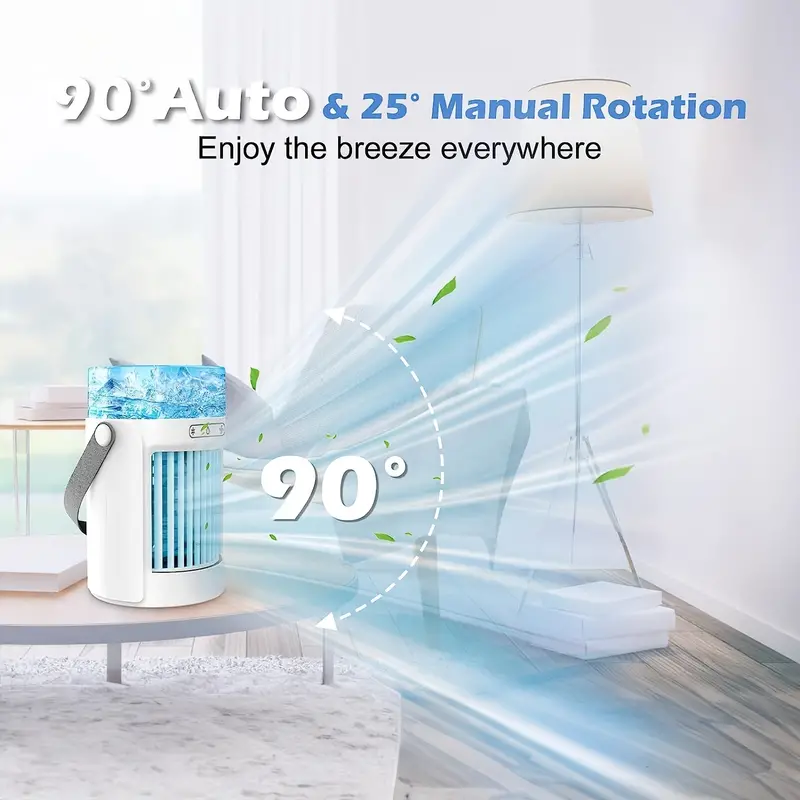 1pc portable air conditioners fan evaporative mini air cooler with 3 speeds 7 colors misting humidifier personal air cooler touch screen desktop cooling fan with large water tank for home room office travel  beach vacation essentials details 9