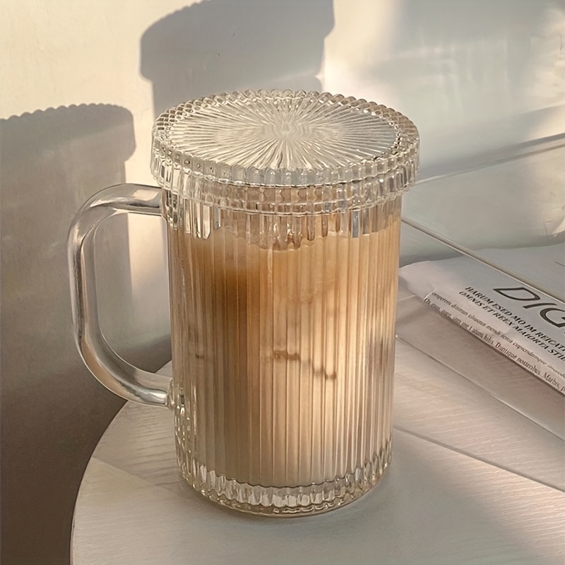 Vertical Stripes Glass Cup, Water Cup, Iced Coffee Cups, Drinking Glasses  For Juice, Milk, Tea, And More, Summer Winter Drinkware - Temu