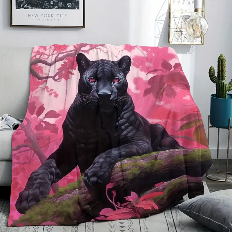 Black Leopard Print Blanket Soft Warm