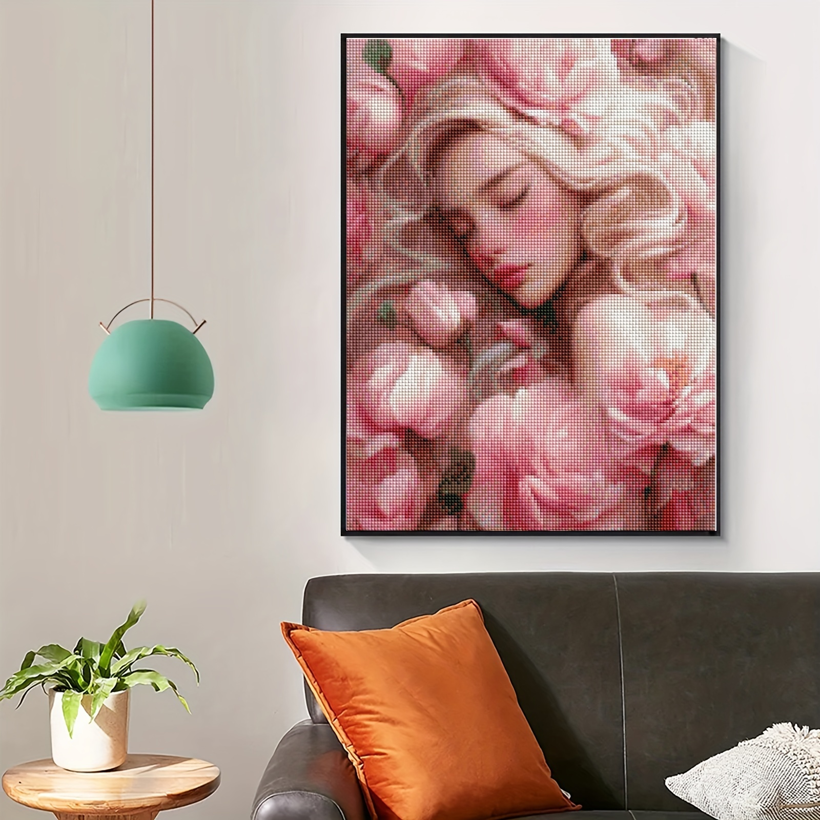 DPF DIY The sketch pink flower 5D diamond embroidery home decor