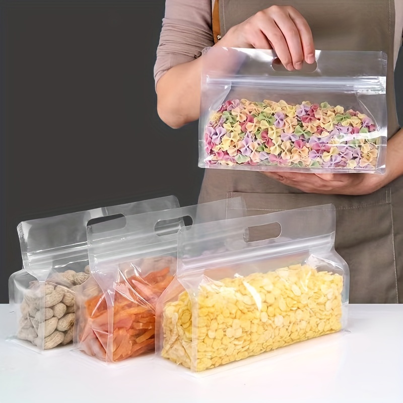 Sacchetti riutilizzabili per alimenti ermetici, sacchetto in plastica  trasparente satinata, borsa con cerniera a fondo piatto per caffè, tè
