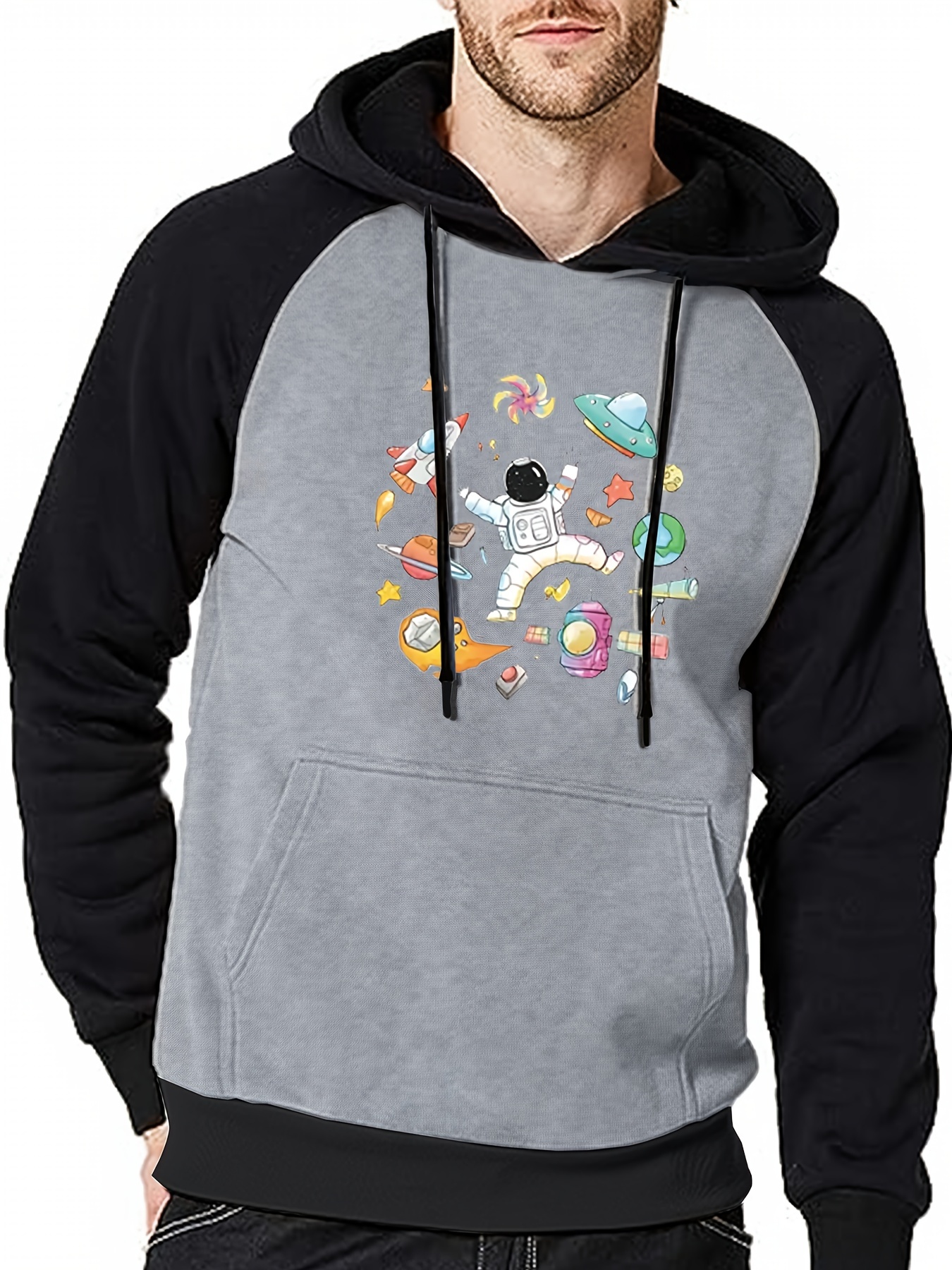 Cartoon Astronaut & Ice Cream Print Hoodie, Hoodies For Men, Men's Casual  Graphic Design Pullover Hooded Sweatshirt With Kangaroo Pocket Streetwear  For Winter Fall, As Gifts - Temu