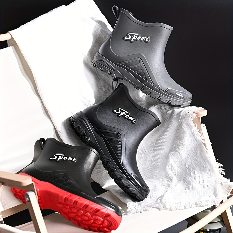 Mens Rain Boots Non Slip Wear Resistant Waterproof Rain Shoes For