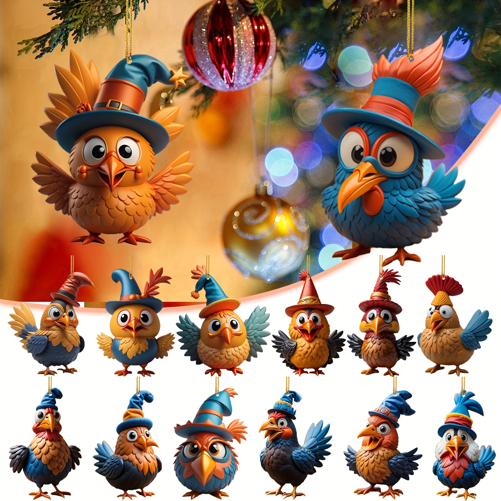 12 piezas de adornos de pájaros decorativos para árbol de Navidad plateados  largo 15 cm x alto 45 cm caja de embalaje 255x12x4 cm ANGGREK Otros
