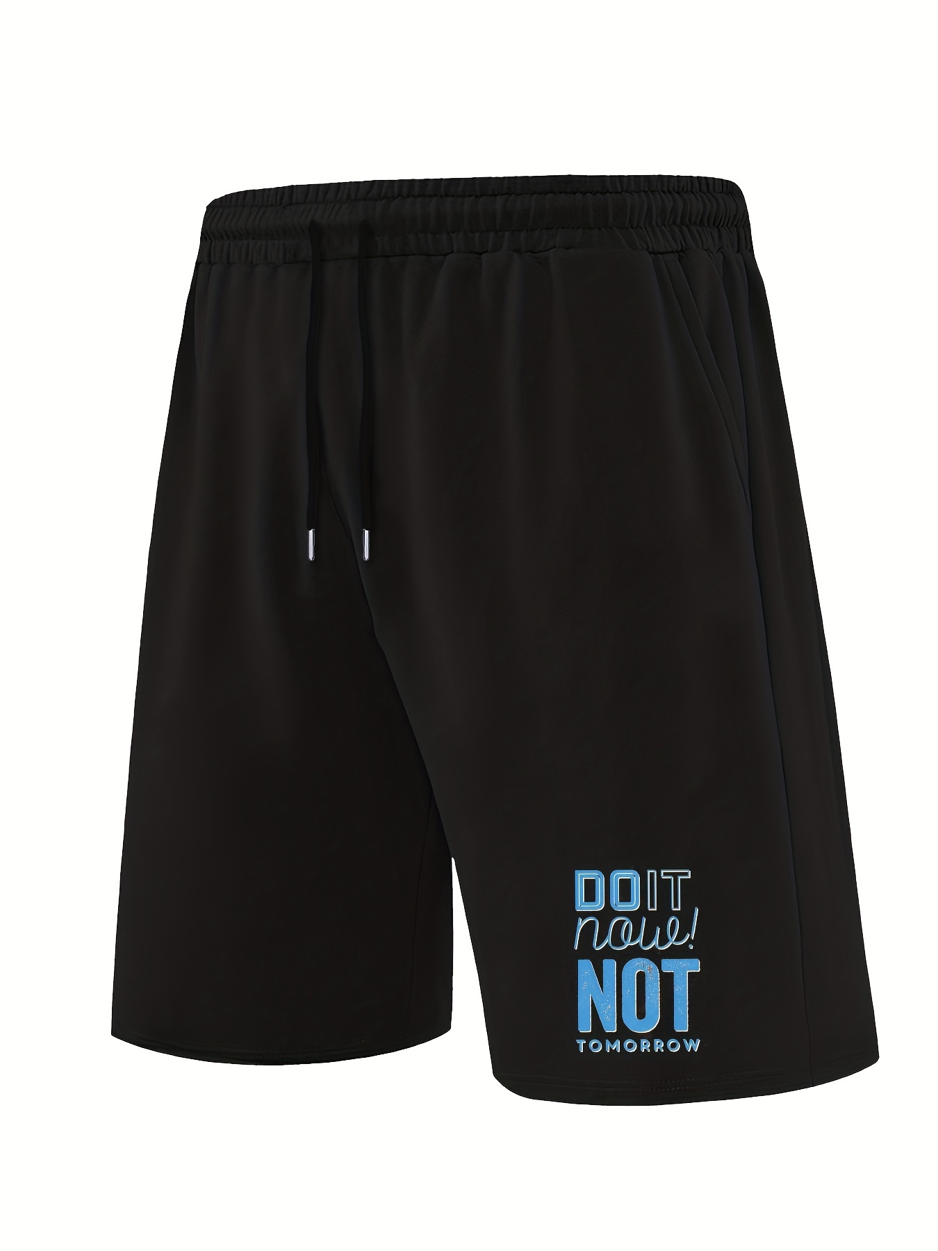 Plus Size Mens Do It Now Not Tomorrow Graphic Print Shorts For