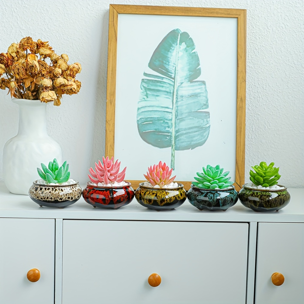 

1/3pcs, Succulent Pots 4 Inch Succulent Planters, Ceramic Succulent Cactus Plant Pots Plants Not Included