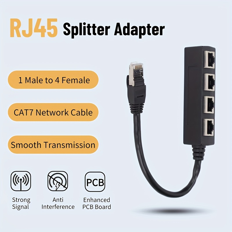 RJ45 Ethernet Splitter,NOBVEQ RJ45 1 Male to 3 x Female LAN
