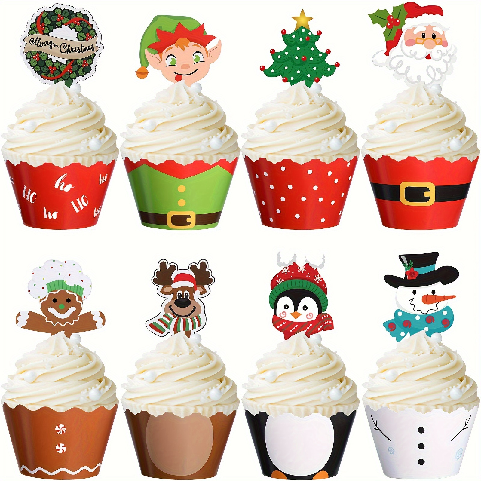 Christmas Party Decorations With Cupcakes For Christmas Party Decoration  Merry Christmas Baking Decor Supplies - Temu