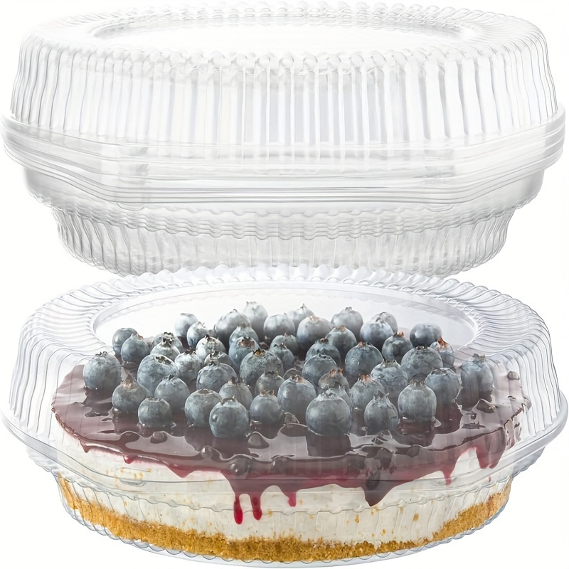 2 Pack Pie Carrier Cake Storage Container with Lid | 10.5 Large Round  Clear Plastic Cupcake Cheesecake Muffin Flan Cookie Tortilla Holder Storage
