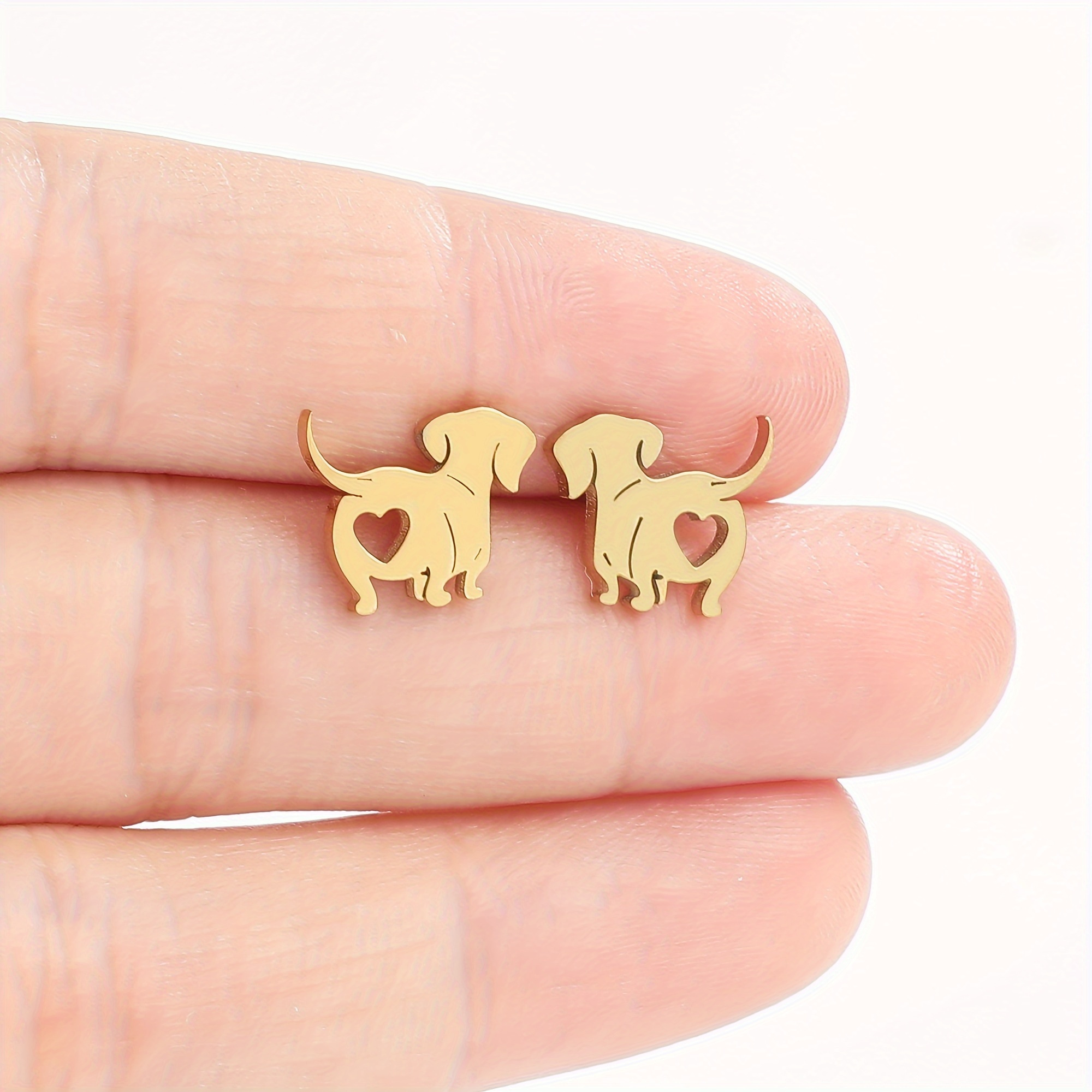 

1pair Men's Fashion Simple Stainless Steel Dog-shaped Stud Earrings