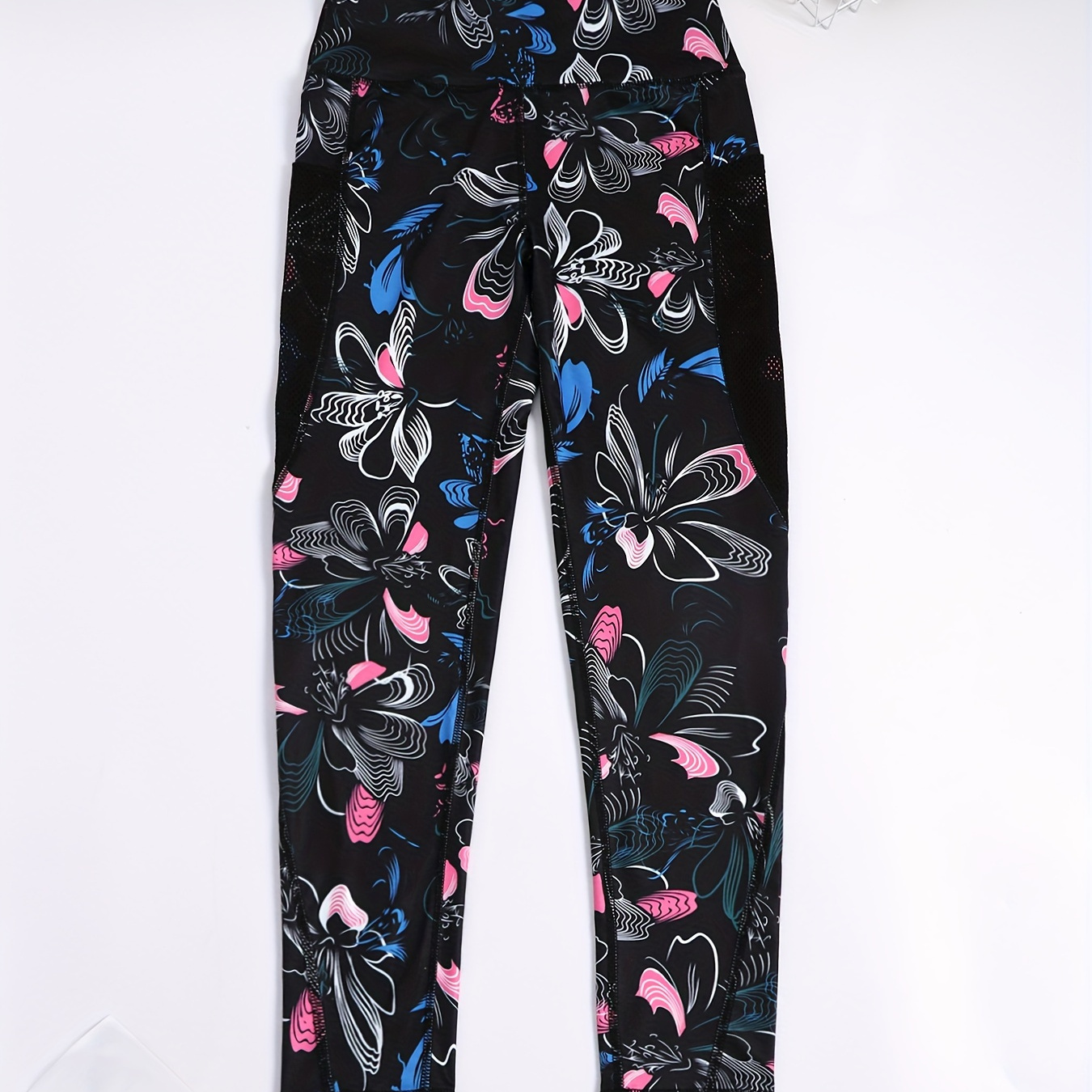 

Pantalon De Yoga Très Extensible Imprimé Floral, Avec Poche Pour Téléphone, Leggings De Sport, De Fitness, D'entraînement, De Course, Vêtements De Sport Pour Femmes