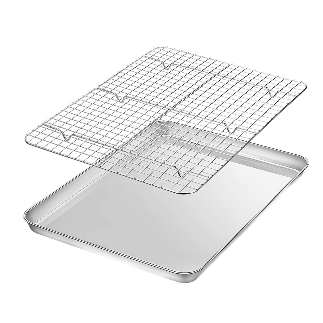 CHEFMADE Roasting Pan with Rack, 13-inch Non-Stick Rectangular Shallow Dish Sheet Pan with Wire Rack for Oven Baking, BBQ, Jelly Roll and Roasting 9
