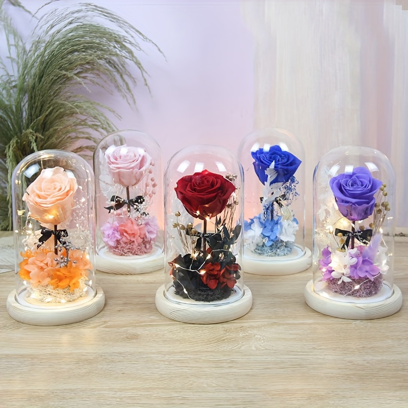 Rose Eternal Flower Glass Cover Valentine's Day Wedding - Temu